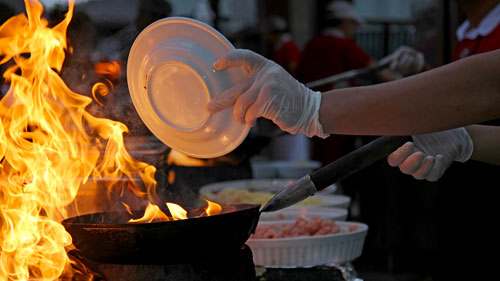 Chef flambe cooking