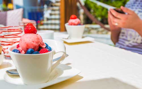 Dessert served in resturant