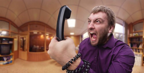 Angry customer on the phone