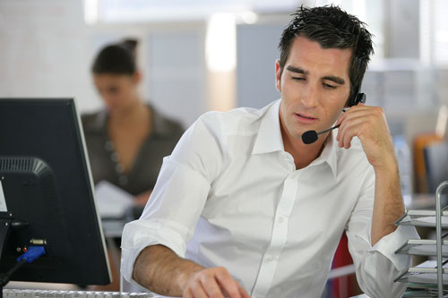 Customer Service Manager with headset