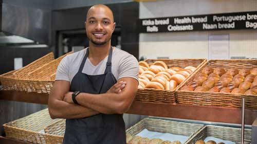 Smiling customer service employee