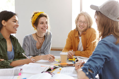 Team of millennials at work