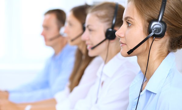 Call Center Operators with Headsets