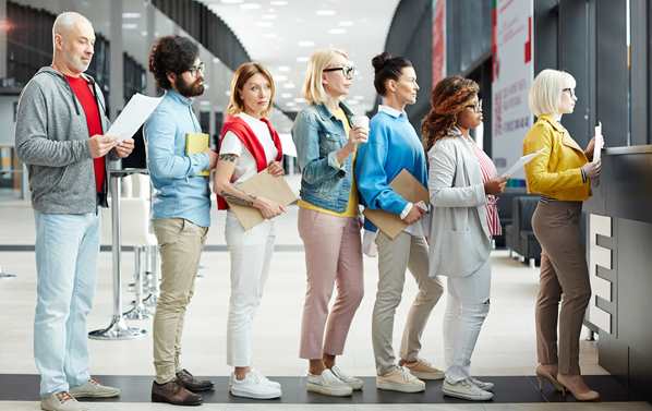 Customers standing in line