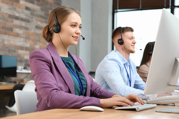 Customer service agents in office