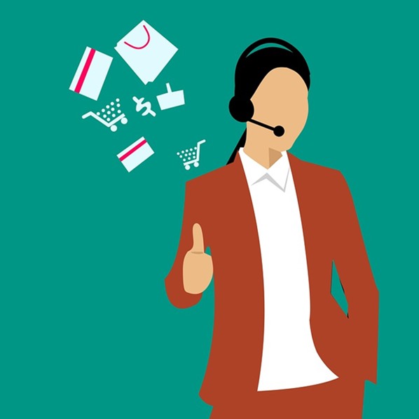 Customer service agent using headset