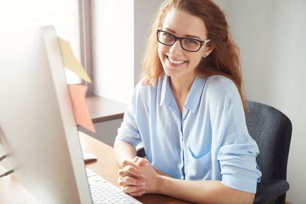 Entrepreneur in her office