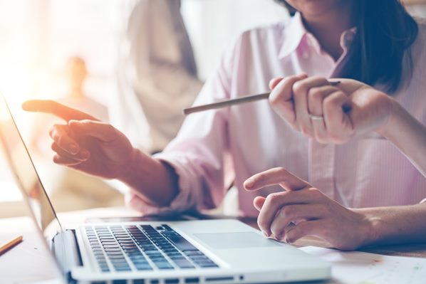 Women editing a pdf document