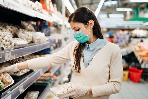 Women wearing mask while shopping 