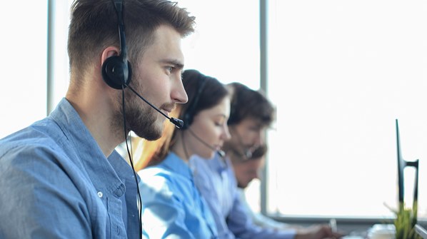 Local government employees in call centre