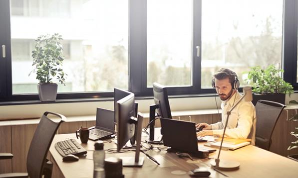 Customer service agent working in office