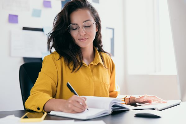 Student with study books