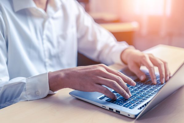 Lawyer working on laptop