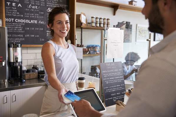 Customer paying with credit card