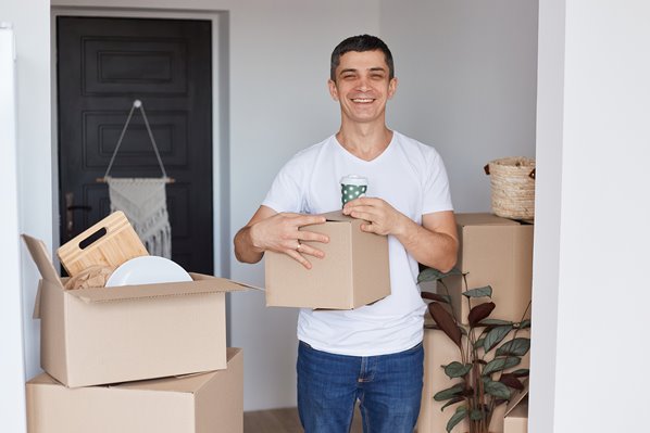 Man moving into new home
