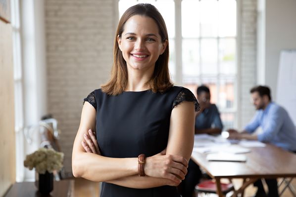 Business manager standing in meeting room