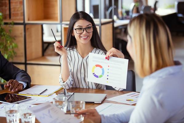 Customer service team discuss data