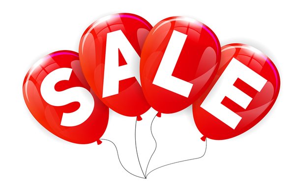 Red balloons with word sale