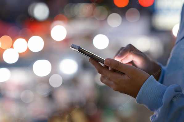 Customer using mobile banking app on phone