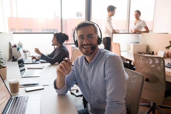 Customer service team in call center