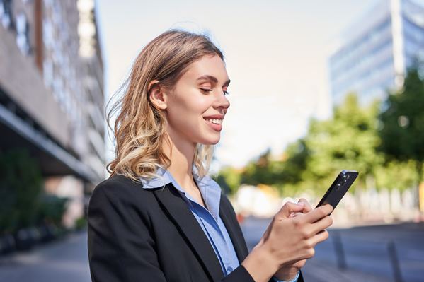 Women using mobile banking on her phone