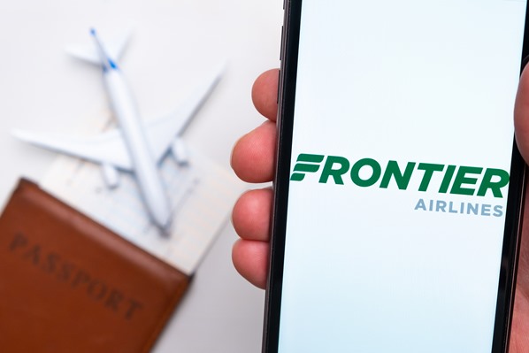 Frontier Airlines app on mobile phone