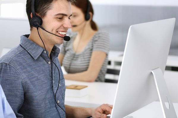 Customer service representatives taking calls