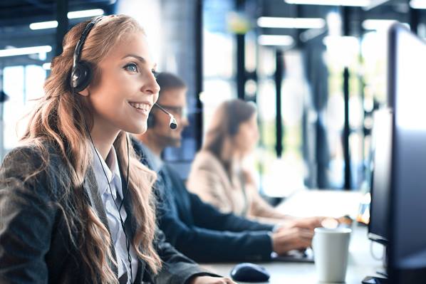 Contact center agents speaking to customers