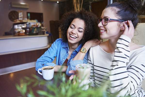 Relaxed customers in cafe