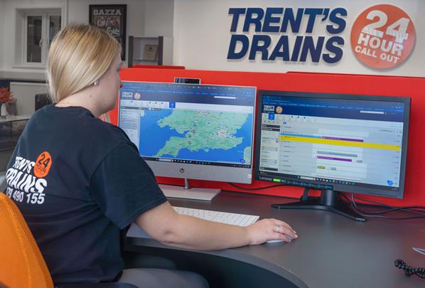 Trent's Drains manager using BigChange software