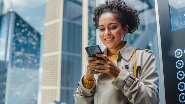 Women using smartphone to access the internet