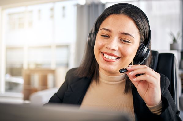Smiling customer support agent