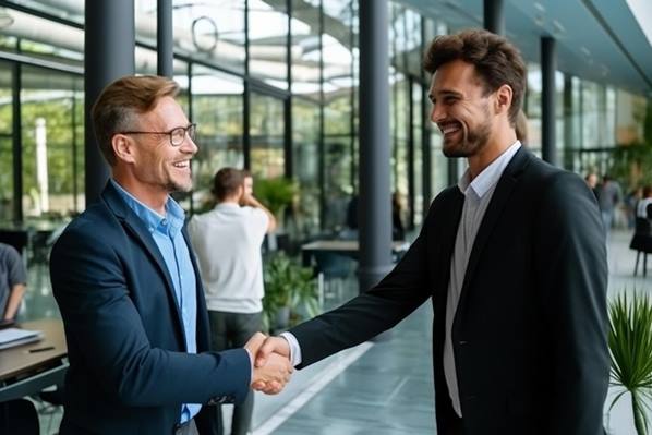 Two businessmen shaking hands