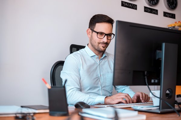 Businessman working on his computer