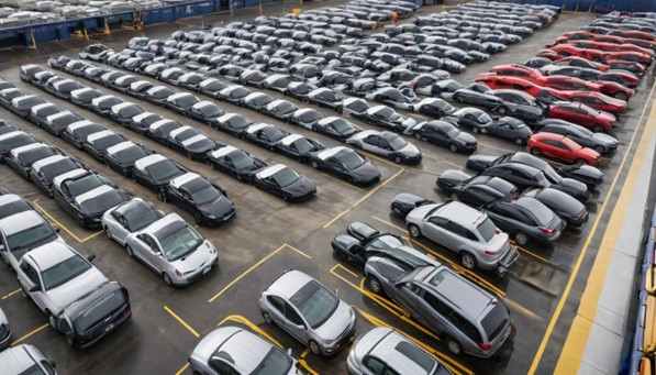 Cars parked in rows