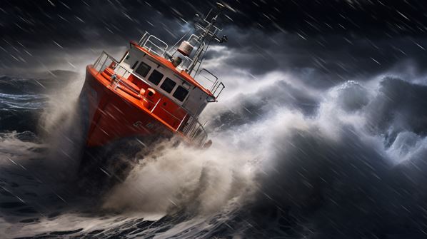 Boat on stormy sea