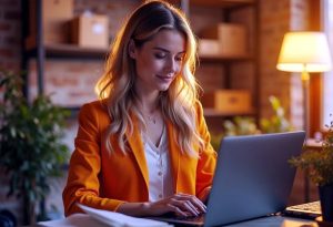 Accounts manager working in warehouse office