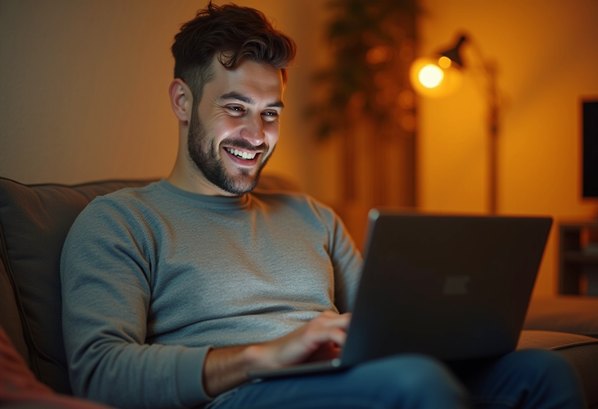 A man playing online games