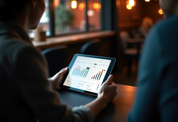Viewing customer analytics on a tablet