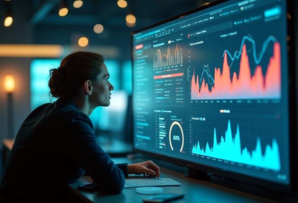 Data analyst viewing customer data