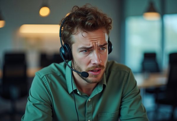 A CSR speaking to a complaining customer