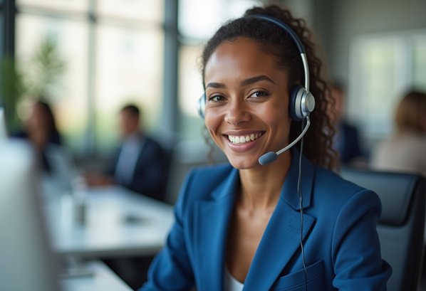 Contact center agent with headset