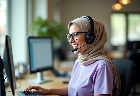 A CSR talking to a client on the phone