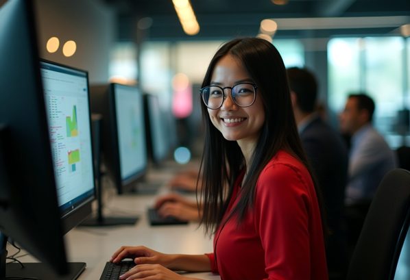 Happy customer service rep