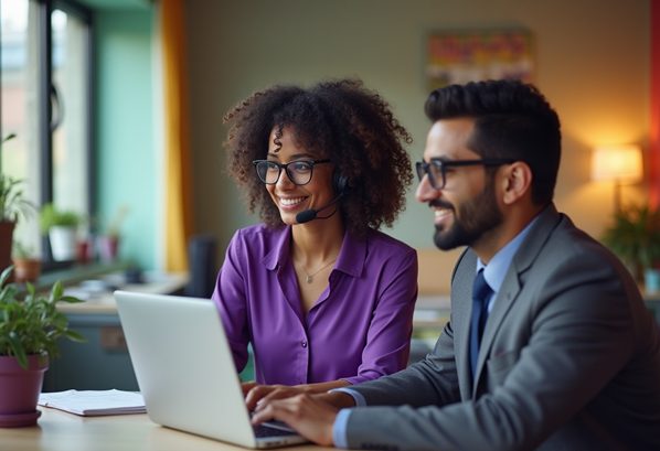 CSRs studying for a customer service skills test