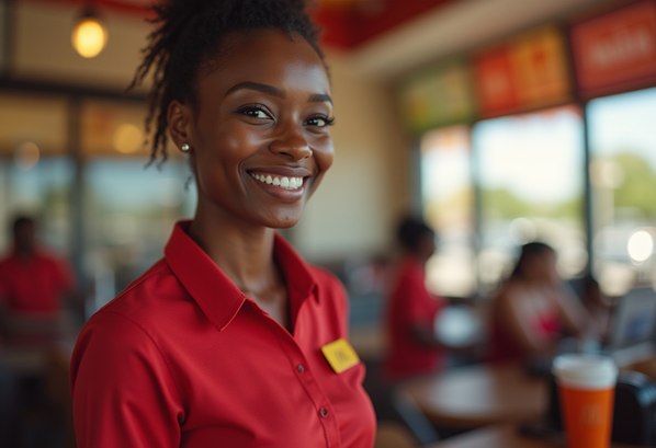 Smiling customer service employee