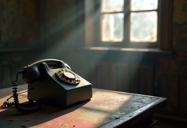 An unanswered telephone in an empty room