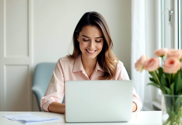 A women shopping online on her laptop