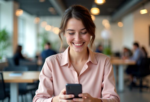 A women using a chatbot on her phone