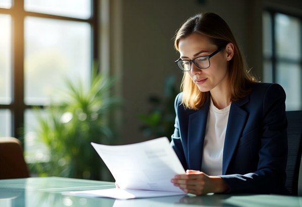 A manager reading a job applicant's CV